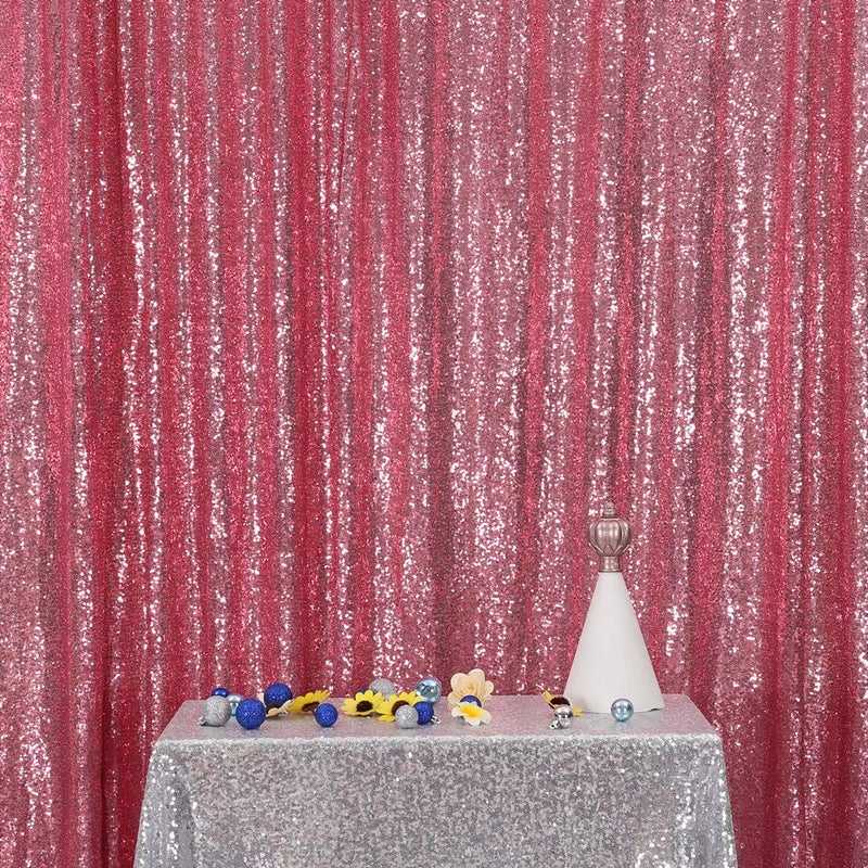 SquarePie Sequin Backdrop Background for Glitter Curtain Party 10FT x 10FT Fuchsia Pink - Image 1